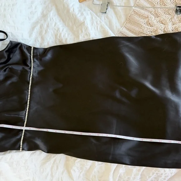 Chic Black Satin Mini Dress - Picture 4 of 4